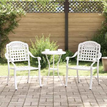 ARDEBO.de - Gartenstühle 2er Set Weiß Gusseisen