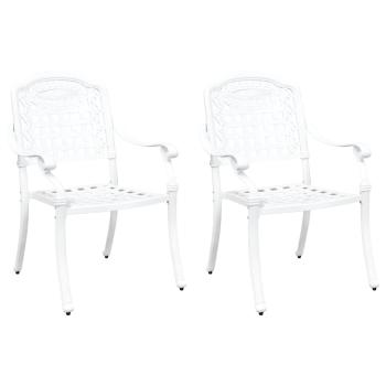 Gartenstühle 2er Set Weiß Gusseisen