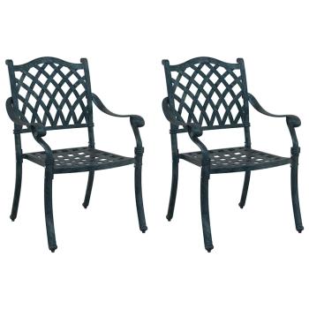 Gartenstühle 2er Set Grün Gussaluminium