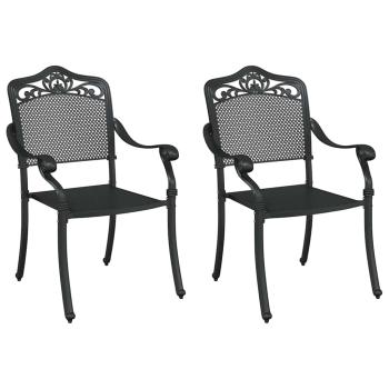 Gartenstühle 2er Set Schwarz Gusseisen