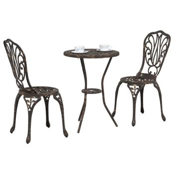 3-teiliges Garten Bistro Set aus bronziertem Gusseisen
