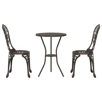 3-teiliges Garten Bistro Set aus bronziertem Gusseisen