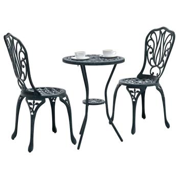 3-teiliges Garten Bistro Set Grün Gusseisen
