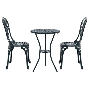 3-teiliges Garten Bistro Set Grün Gusseisen