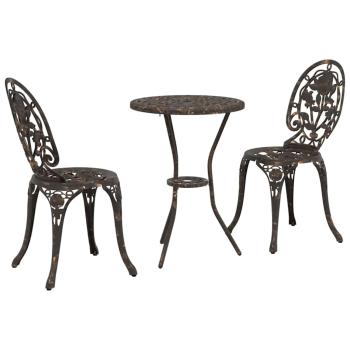 3-teiliges Garten Bistro Set Bronze Gusseisen