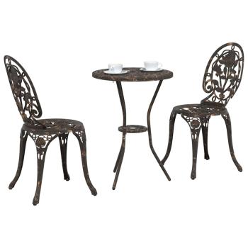 3-teiliges Garten Bistro Set Bronze Gusseisen