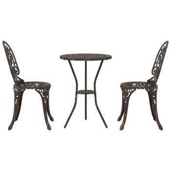 3-teiliges Garten Bistro Set Bronze Gusseisen