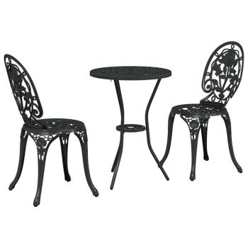 3-teiliges Garten Bistro Set Schwarz Gusseisen