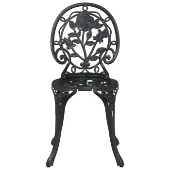 3-teiliges Garten Bistro Set Schwarz Gusseisen
