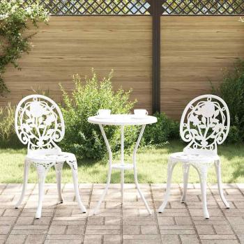 ARDEBO.de - 3-teiliges Garten Bistro Set Weiß Gusseisen