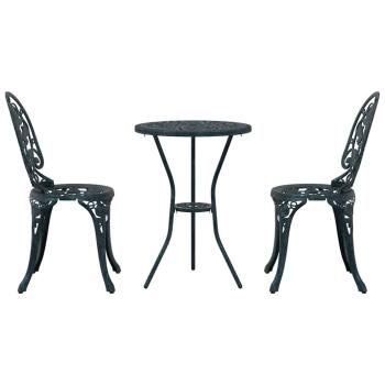 3-teiliges Garten Bistro Set Grün aus Gusseisen