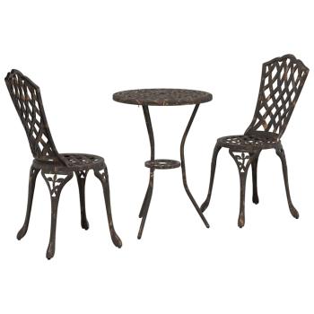 3-teiliges Garten Bistro Set Bronze Gusseisen