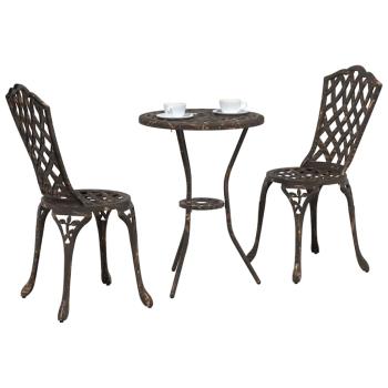 3-teiliges Garten Bistro Set Bronze Gusseisen
