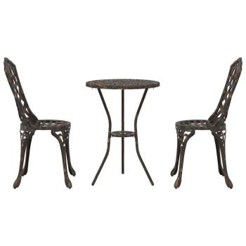 3-teiliges Garten Bistro Set Bronze Gusseisen