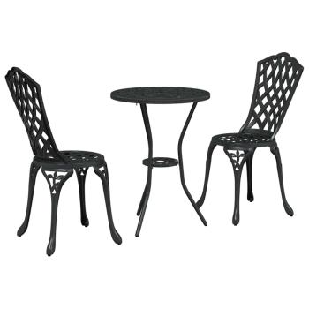 3-teiliges Gartenset / Bistro Set aus schwarzem Gusseisen