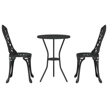 3-teiliges Gartenset / Bistro Set aus schwarzem Gusseisen