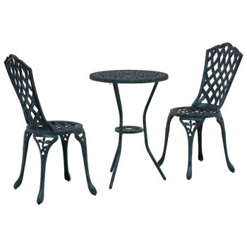 3-teiliges Garten Bistro Set Grün Gusseisen