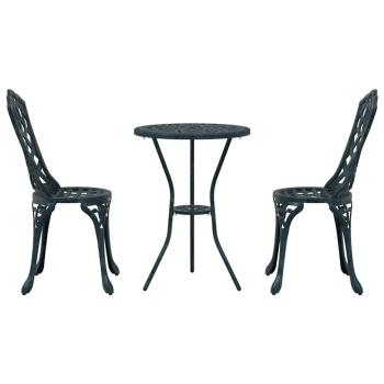 3-teiliges Garten Bistro Set Grün Gusseisen