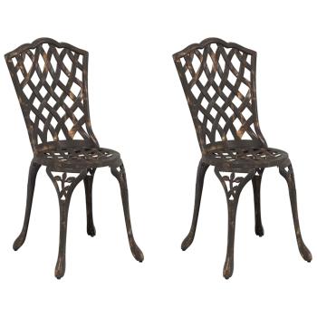 Gartenstühle 2er Set Bronze Gussaluminium