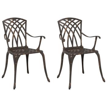 Gartenstühle 2er Set Bronze aus Gussaluminium