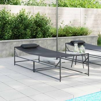 ARDEBO.de - Gartenliege Anthrazit 200x74x73 cm aus Stahl und Textilene