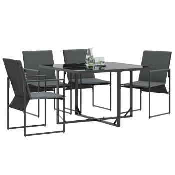 Gartenstühle mit Kissen, 4 Stück, Schwarz, Textilene