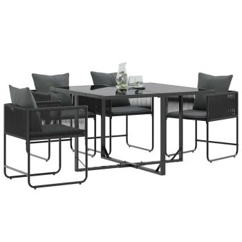 Gartenstühle mit Kissen 4er-Set Schwarz Poly Rattan