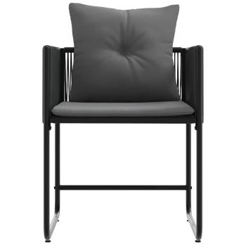 Gartenstühle mit Kissen 4er-Set Schwarz Poly Rattan