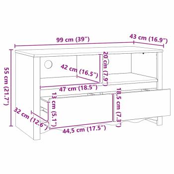 TV-Schrank ""DRAMMEN"" Weiß 99x43x55 cm Massivholz Kiefer