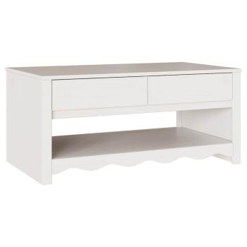 Couchtisch ""DRAMMEN"" Weiß 99x55x45 cm Massivholz Kiefer