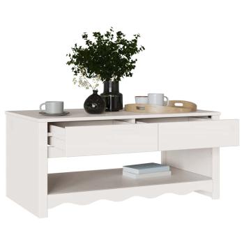 Couchtisch ""DRAMMEN"" Weiß 99x55x45 cm Massivholz Kiefer