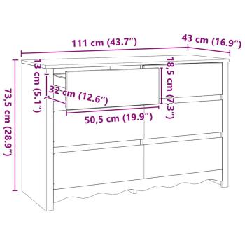 Kommode ""DRAMMEN"" 111x43x73,5 cm Massivholz Kiefer