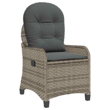 Relaxsessel mit Kissen Grau Poly Rattan