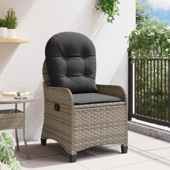 Relaxsessel mit Kissen Grau Poly Rattan