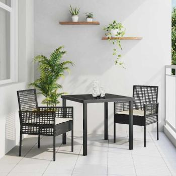 ARDEBO.de - Gartenstühle 2 Stück mit Kissen Schwarz Poly Rattan
