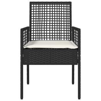 Gartenstühle 2 Stück mit Kissen Schwarz Poly Rattan