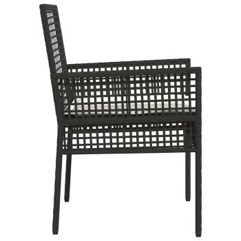 Gartenstühle 2 Stück mit Kissen Schwarz Poly Rattan