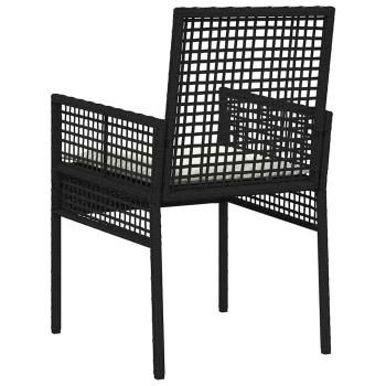Gartenstühle 2 Stück mit Kissen Schwarz Poly Rattan