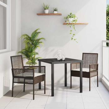 ARDEBO.de - Gartenstühle 2 Stück mit Kissen Braun Poly-Rattan