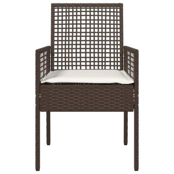 Gartenstühle 2 Stück mit Kissen Braun Poly-Rattan