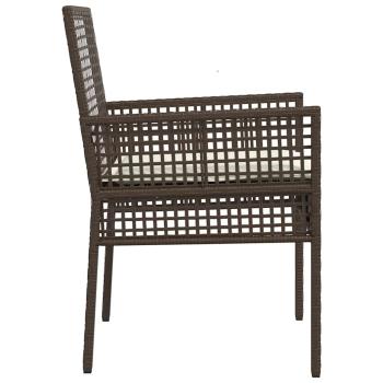 Gartenstühle 2 Stück mit Kissen Braun Poly-Rattan