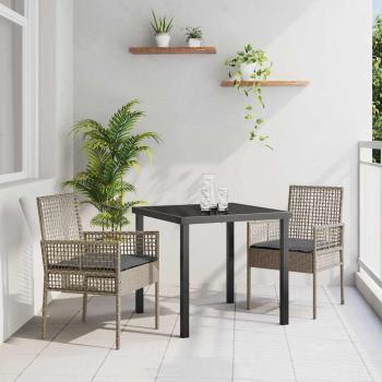 ARDEBO.de - Gartenstühle 2 Stück mit Kissen Grau Poly Rattan