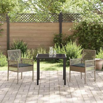 Gartenstühle 2 Stück mit Kissen Grau Poly Rattan
