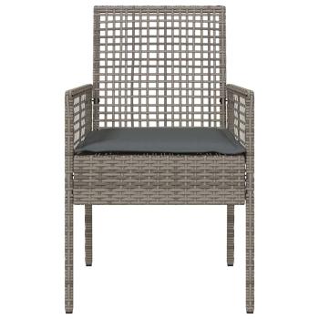 Gartenstühle 2 Stück mit Kissen Grau Poly Rattan