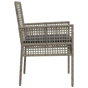 Gartenstühle 2 Stück mit Kissen Grau Poly Rattan
