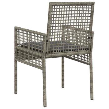 Gartenstühle 2 Stück mit Kissen Grau Poly Rattan