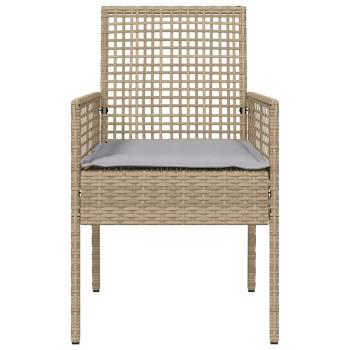 Gartensessel 2 Stück mit Kissen Beige Poly Rattan