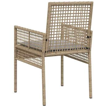 Gartensessel 2 Stück mit Kissen Beige Poly Rattan
