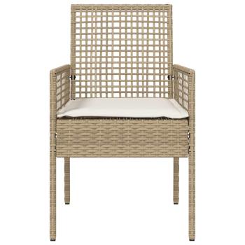 Gartenstühle 2 Stück mit Kissen Beige Poly Rattan