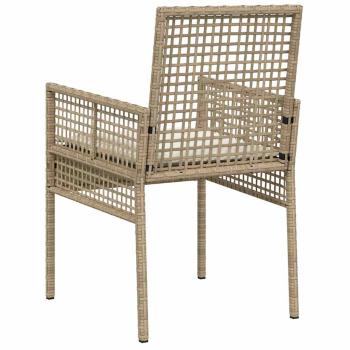 Gartenstühle 2 Stück mit Kissen Beige Poly Rattan